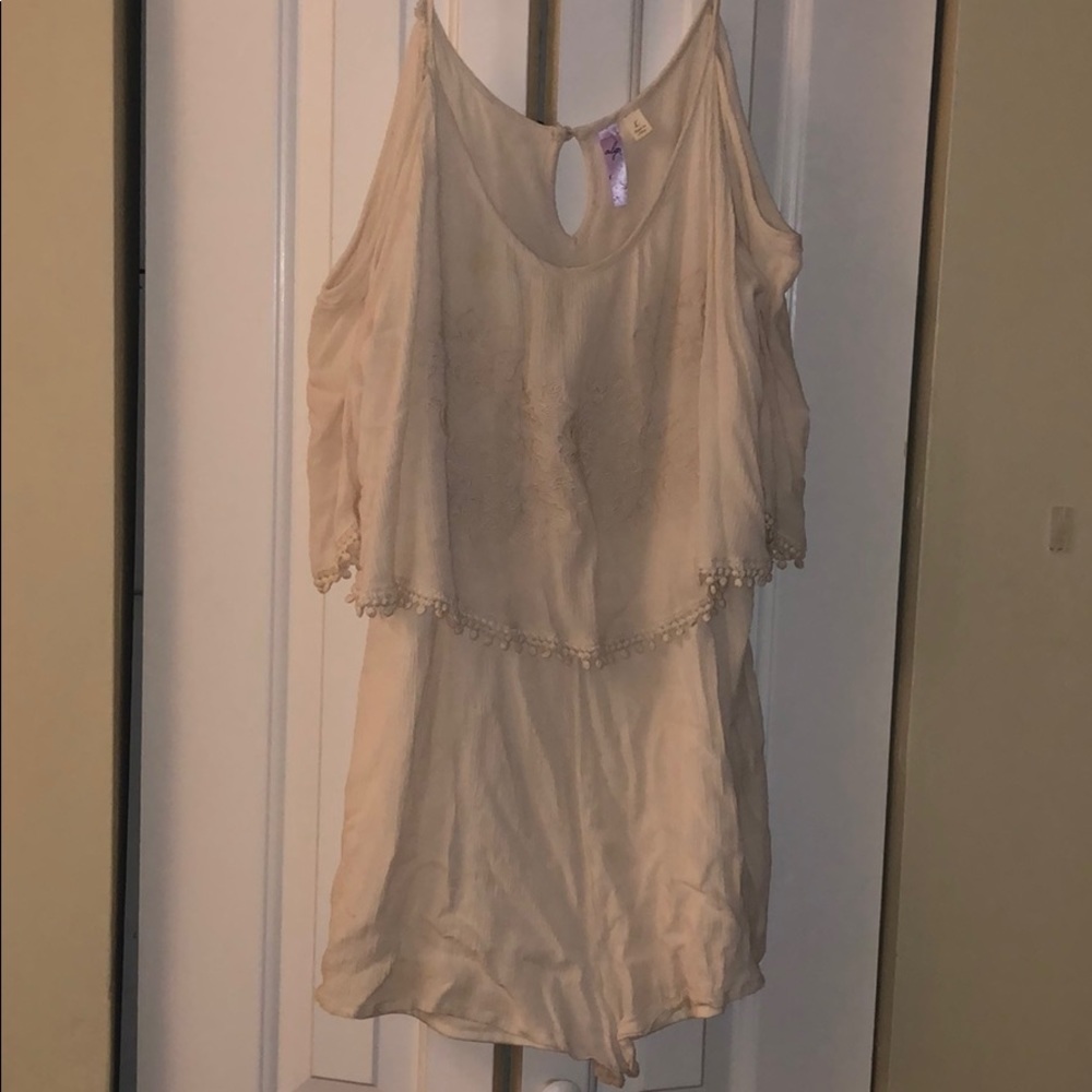 Cream off the shoulder romper